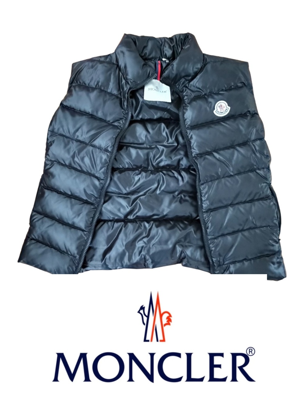 Moncler Ghany Black Quilted Down Vest, Size 2 = M